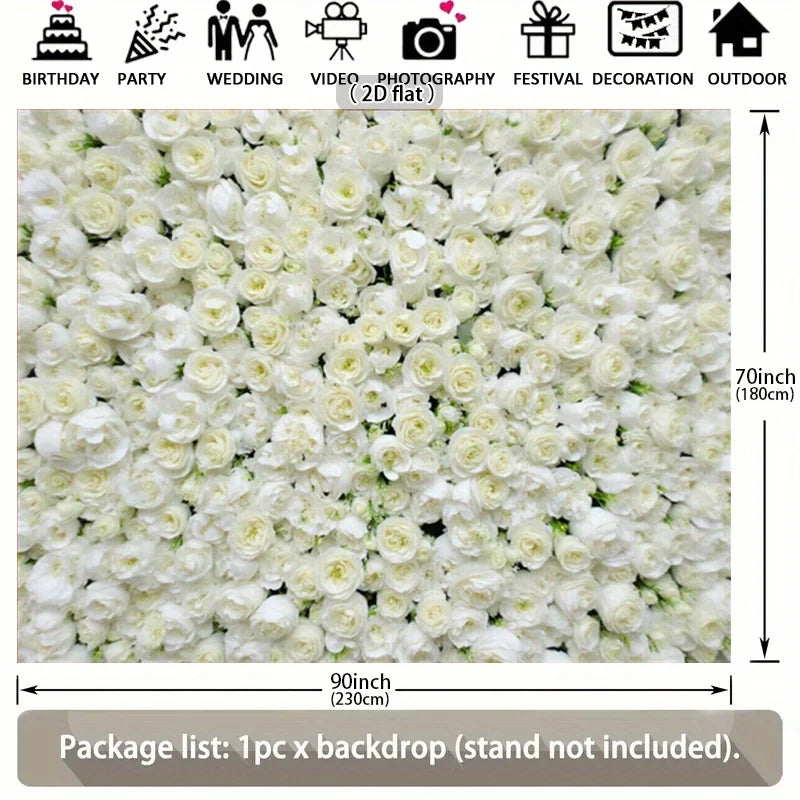 fond photo blanc fleurs 2d opaque décoration événement anniversaire mariage noëlnaissance