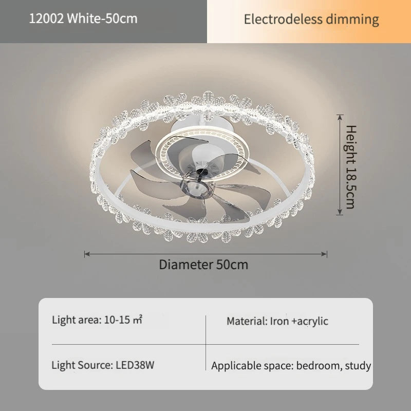 ventilateur or blanc moderne télécommande led transparent 50cm certification ul vde rohs