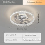 ventilateur or blanc moderne télécommande led transparent 50cm certification ul vde rohs