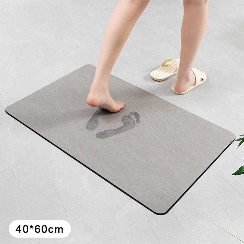 tapis sol gris moderne imprimé pieds antidérapant absorbant séchage rapide PVC