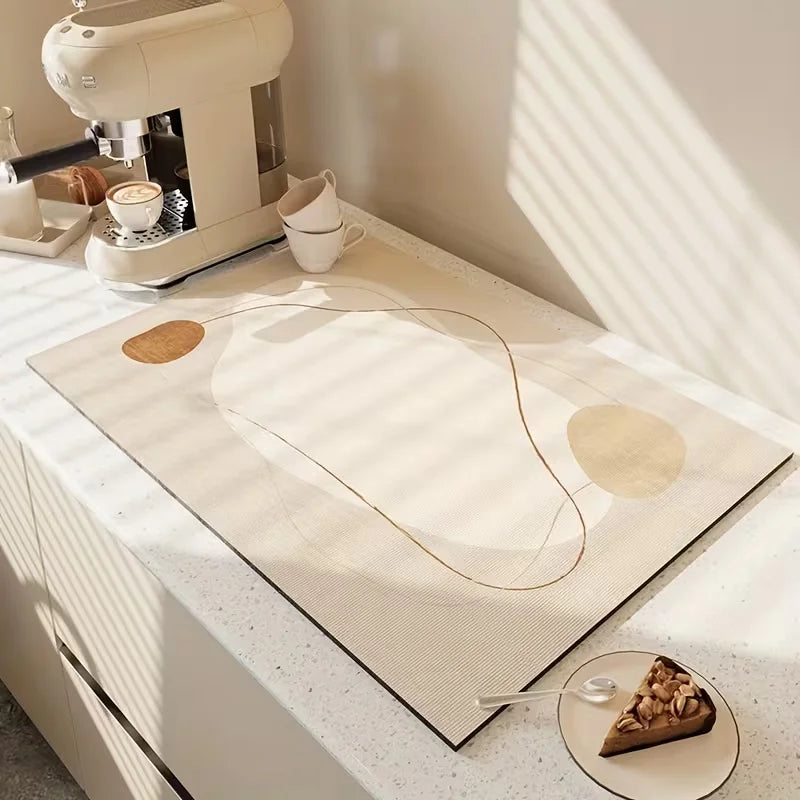 tapis cuisine beige rayures horizontales moderne antidérapant respectueux environnement 20x30cm 30x40cm 40x60cm 50x80cm