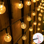 guirlande lumineuse solaire blanc chaud boules translucides moderne clips fixationextérieur ip65 led 37v abs