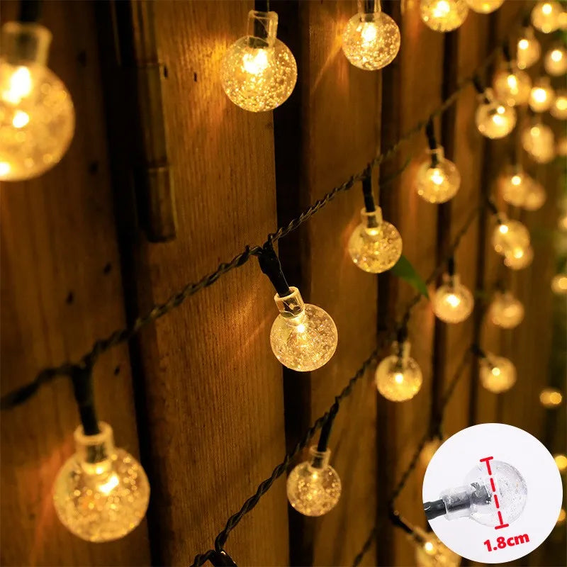 guirlande lumineuse solaire blanc chaud boules translucides moderne clips fixationextérieur ip65 led 37v abs