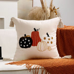 citrouilles feuilles d'automne coussin polyester 45x45cm rustique halloween thanksgiving decoration chambre