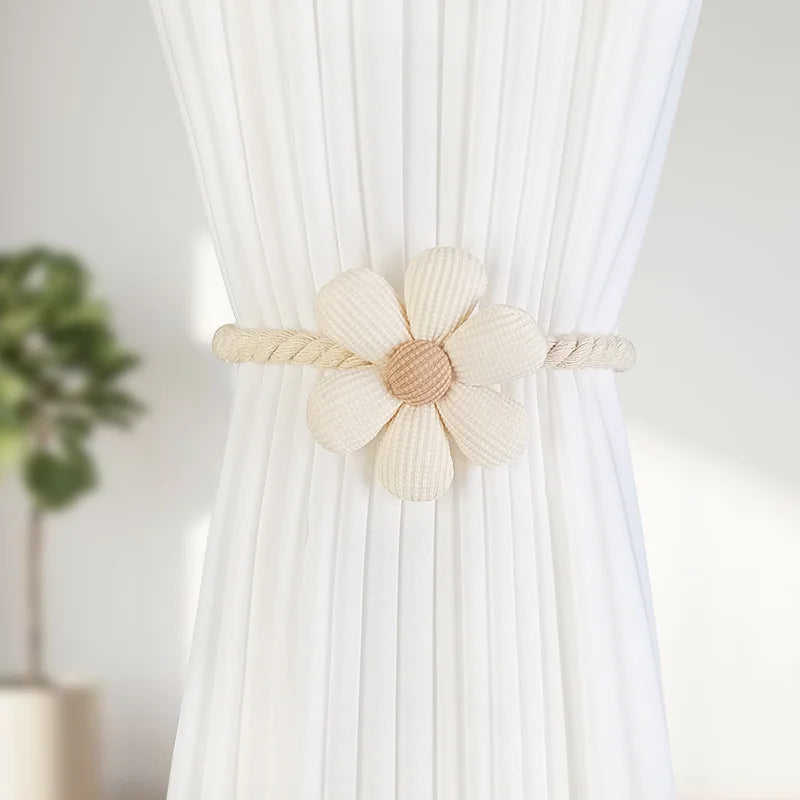 boucle rideau adhésive fleur relief tissu côtelé rustique moderne beige clair