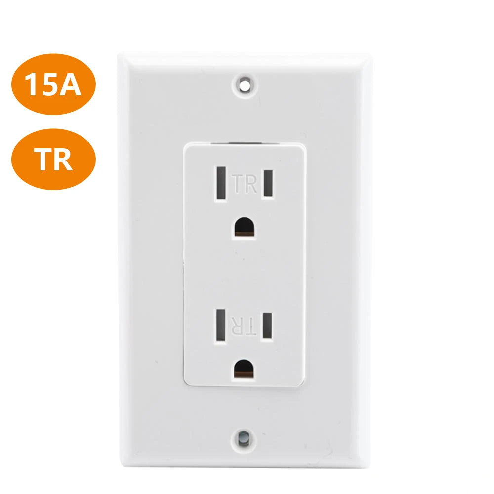 prise électrique moderne places blanc noir 15A 20A vis fixations
