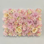 panneau mural fleurs artificielles rose blanc beige decoration romantique mariage anniversaire intérieur 60cmx40cm
