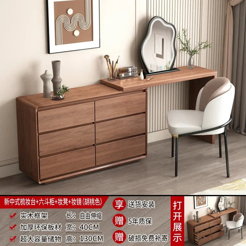 maquillage moderne tabouret plateau amovible tiroirs blanc bois naturel