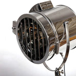 lampe sol trépied industriel vintage bois noir métal doré salon étude