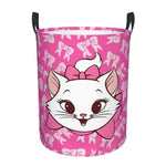 panier rangement pliable motif chat rose blanc linge jouets enfant coton