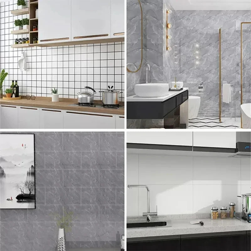 panneau décoratif marbre moderne adhésif imperméable résistant humidité noir gris beige blanc 30x30cm