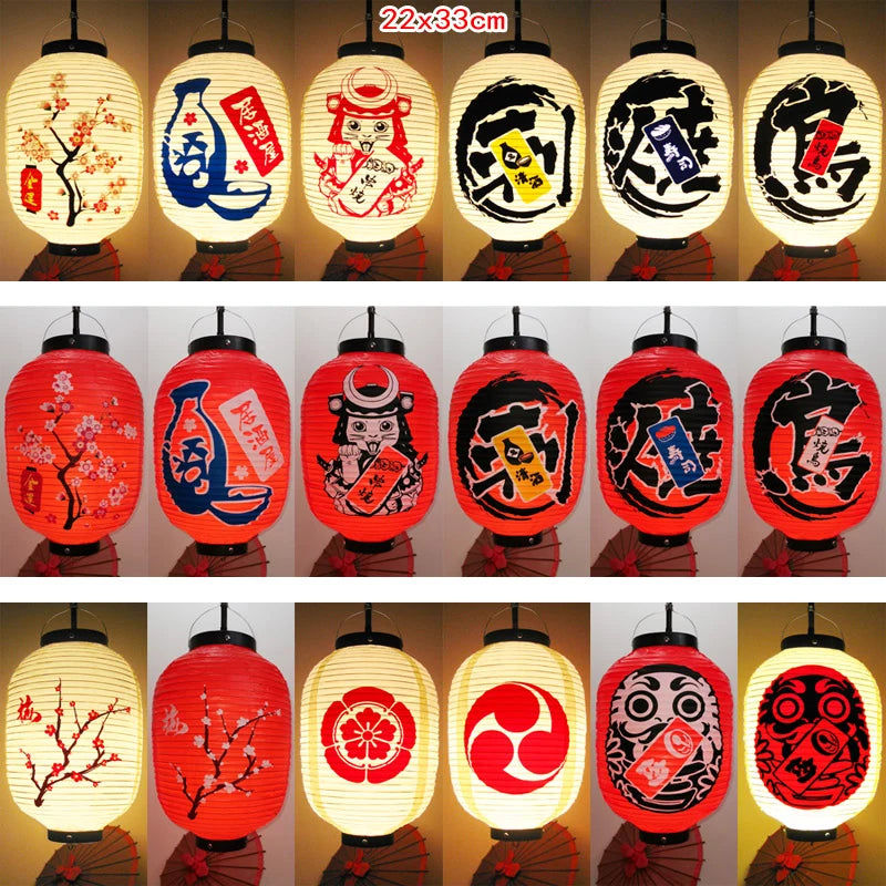 lanterne japonaise artisanale fleurs symboles traditionnels blanc rouge noir opaqueness festivalDecoration