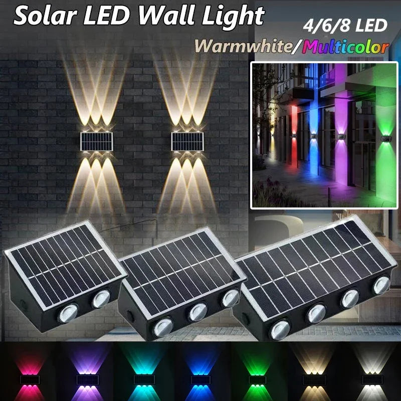 lampe murale solaire led moderne noire blanche ip65 résistante l'eau adhésiveextérieur rechargeable automatique
