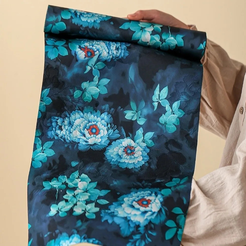 nappe décoration florale asiatique oiseaux motifs complexes couleurs vives longueur 150cm 250cm