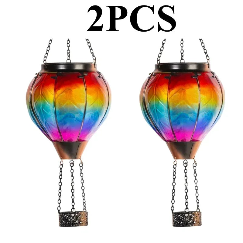 Lanterne multicolore ballon air chaud solaire LED feu clignotant anniversaire mariage événementextérieur