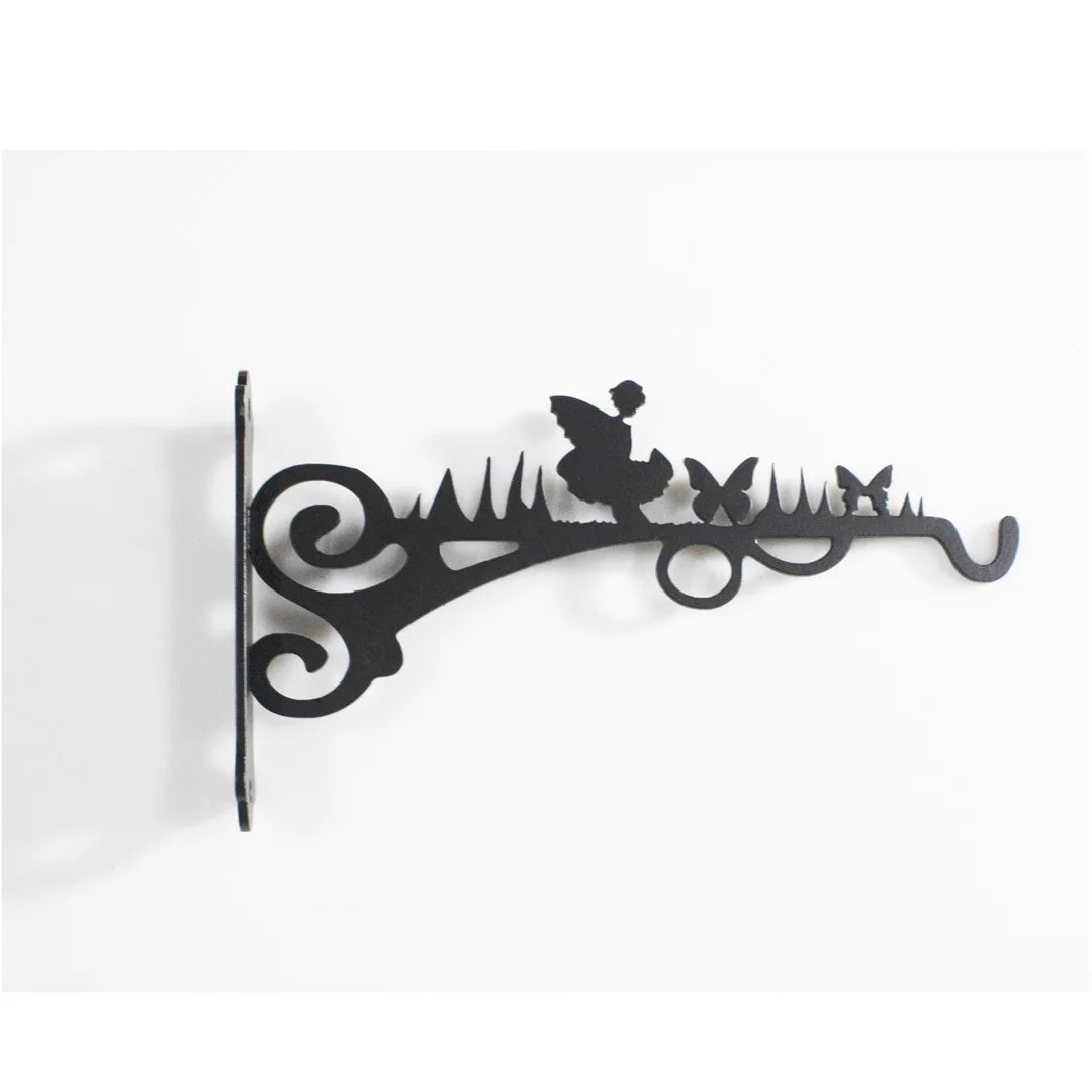 support mural décoratif artisanal oiseaux branches motifs floraux vintage équerre suspendue pot fleur balcon