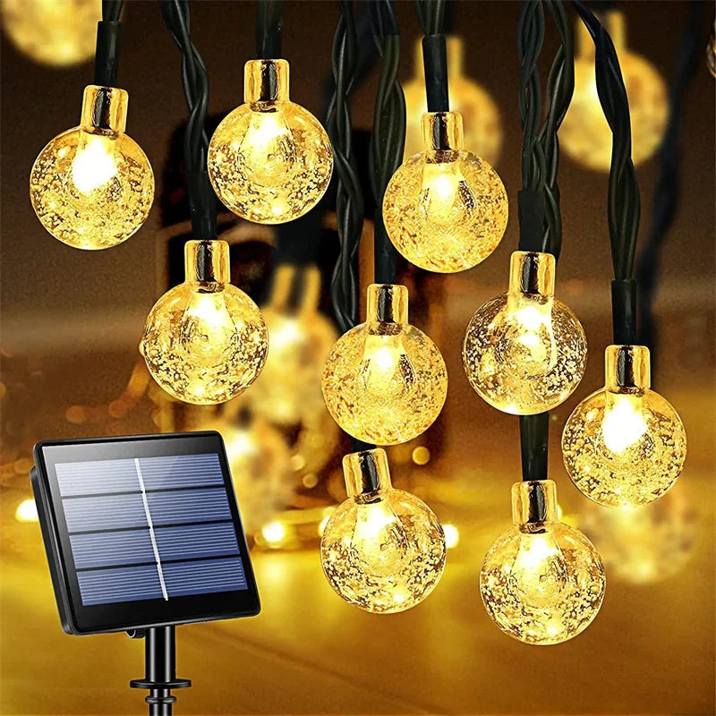 guirlande lumineuse solaire 22m 200leds blanc chaud moderne translucides
