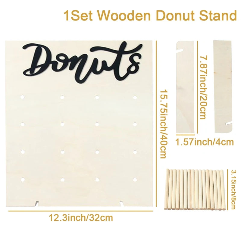 panneau decoratif bois donuts mariage anniversaire baptême fete decorations cupcakes meringues