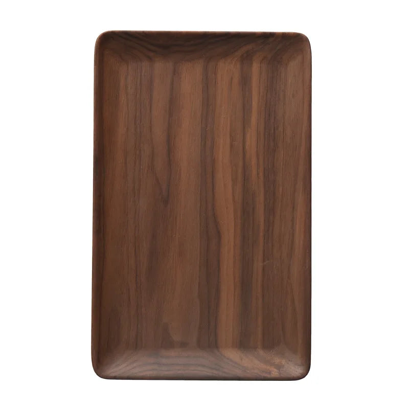 plateau rectangulaire bois marron minimaliste moderne service nourriture décoration cuisine assiette fruits théière tasses