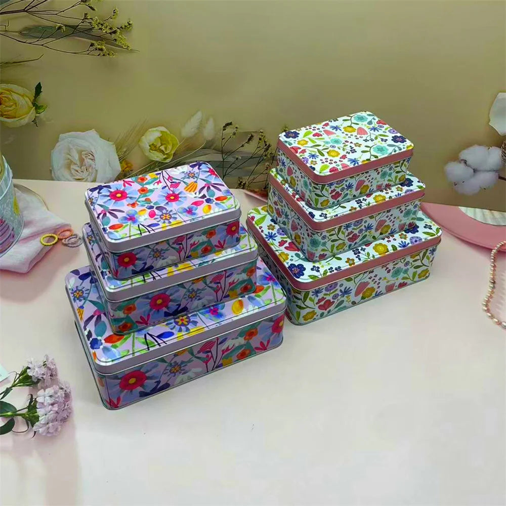 boîtes métalliques vintage fleur multicolore réutilisable rangement bijoux respectueux environnement