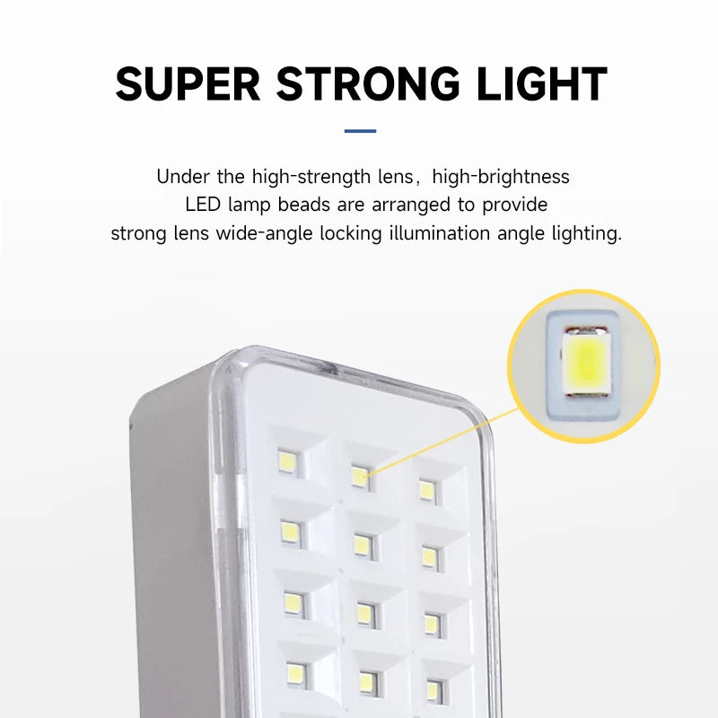 lampe led urgence rechargeable 90 led blanc argenté fixations modernes utilitaires
