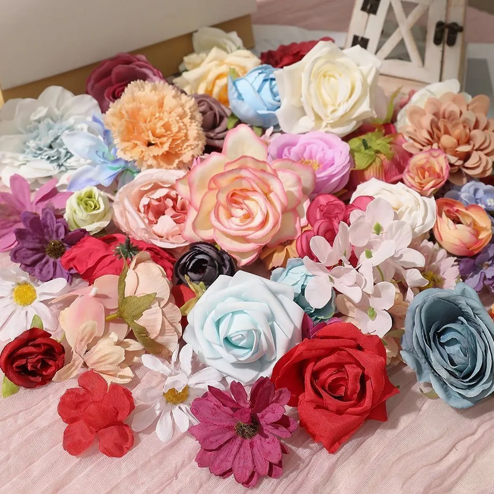 fleurs artificielles multicolores variées decoration maison mariage anniversaire diy 100 pieces soie réaliste intérieur