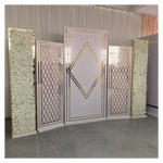 panneaux decoratifs mariage blanc or rose bleu texture geometrique fleurs blancs modernes