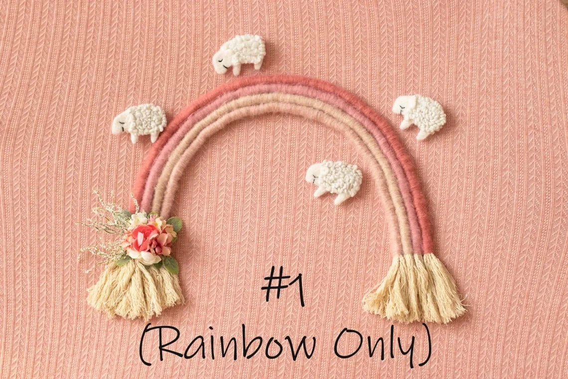 décoration murale arc ciel tassel boho chic rose gris blanc