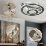 plafonnier moderne cristal argenté éclairage led blanc contemporain luxueux salon chambre interrupteur bouton