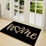 tapis d'entrée moderne lettres blanches noir cœur texte 50x75cm 60x90cm 80x120cm