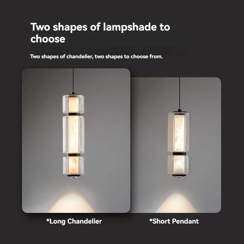 lampe suspendue transparente marbrée moderne salon restaurant chambre principal led dorée
