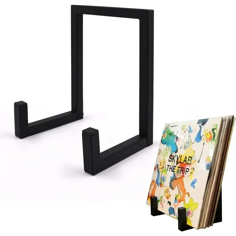présentoir vinyles noir minimaliste structure ouverte support cd décoration murale meuble salon industriel