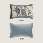 coussin vintage motif traditionnel beige bleu oiseaux fleurs structure respectueux environnement polyester doux 30x50cm