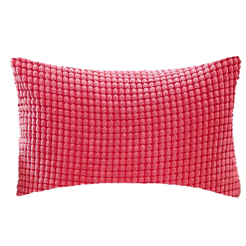 coussin velours côtelé gris orange bleu moderne rayures horizontales 30x50cm machine lavable