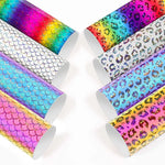 autocollants vinyle multicolores poisson léopard arc ciel translucides moderne brillant DIY déco 30x25cm