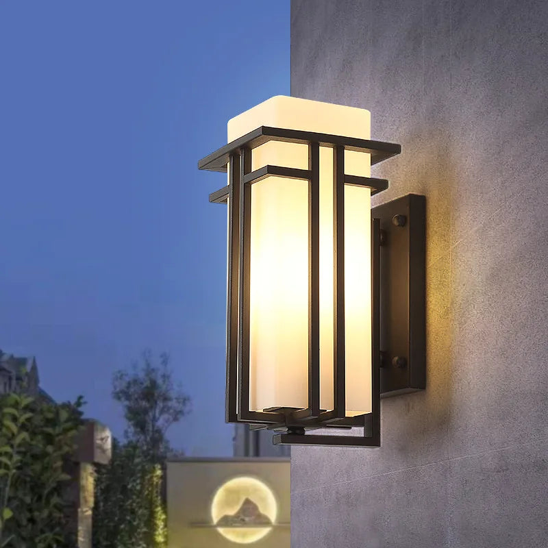 lampe murale moderne minimaliste noir blanc structure géométrique opaquée fixée mur vis led industrielle