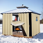 rideau pergola blackout polyester quilté moderne extérieur beige noir