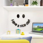 décoration murale moderne lettres have nice day soleil souriant noir rouge doré