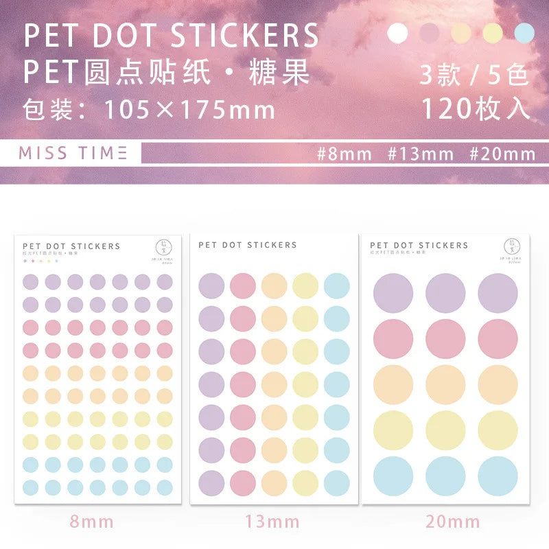 sticker rond minimaliste bleu rose gris blanc adhésif decoration journal 120pcs moderne unitaire