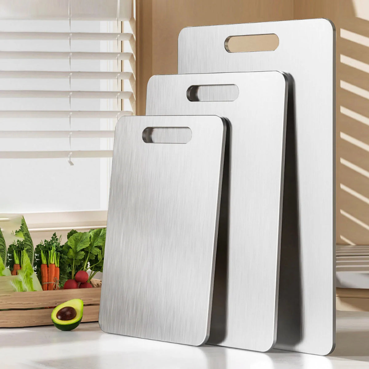 planche découper titane pur argentée rectangulaire antibactérienne cuisine camping extérieur