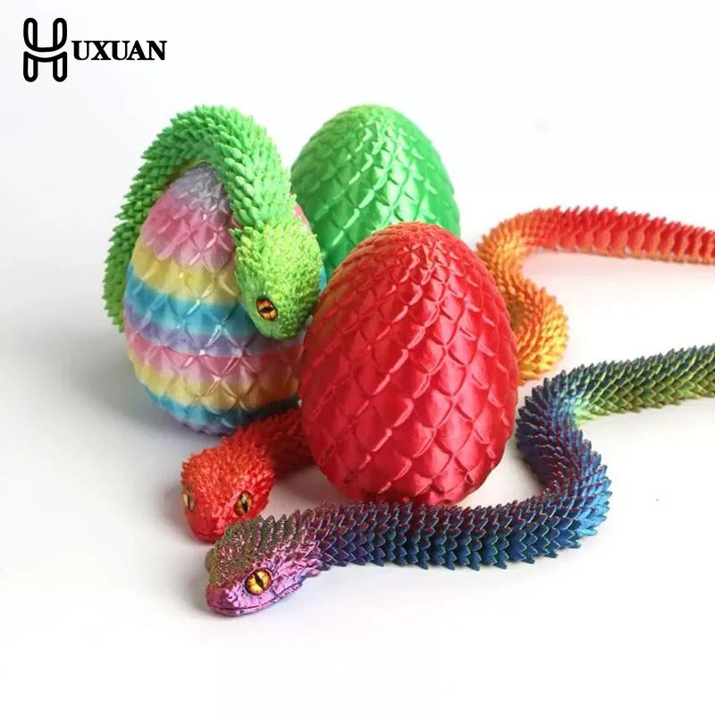 décoration intérieure serpent multicolore réaliste œuf inclusion 30 cm 8.5 cm