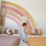 décoration murale arc ciel autocollants enfants stickers muraux imperméables moderne orange rose beige