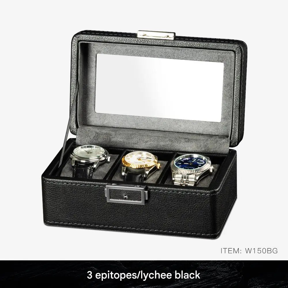 boîte rangement montres velours noir cadenas moderne 12 places storage watch box black velvet
