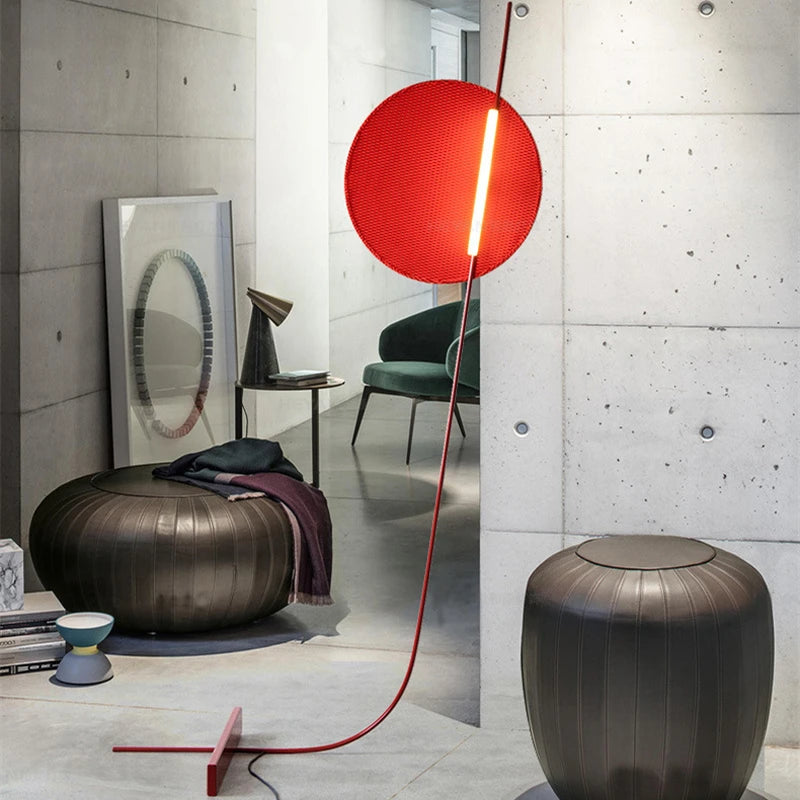 lampe sol rouge moderne fer haut bas sans ombre interrupteur bouton led 249 2000