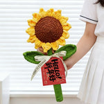 fleurs artificielles tricotées rouge vert décoration maison saint valentin anniversaire trame épaisse opacité ruban