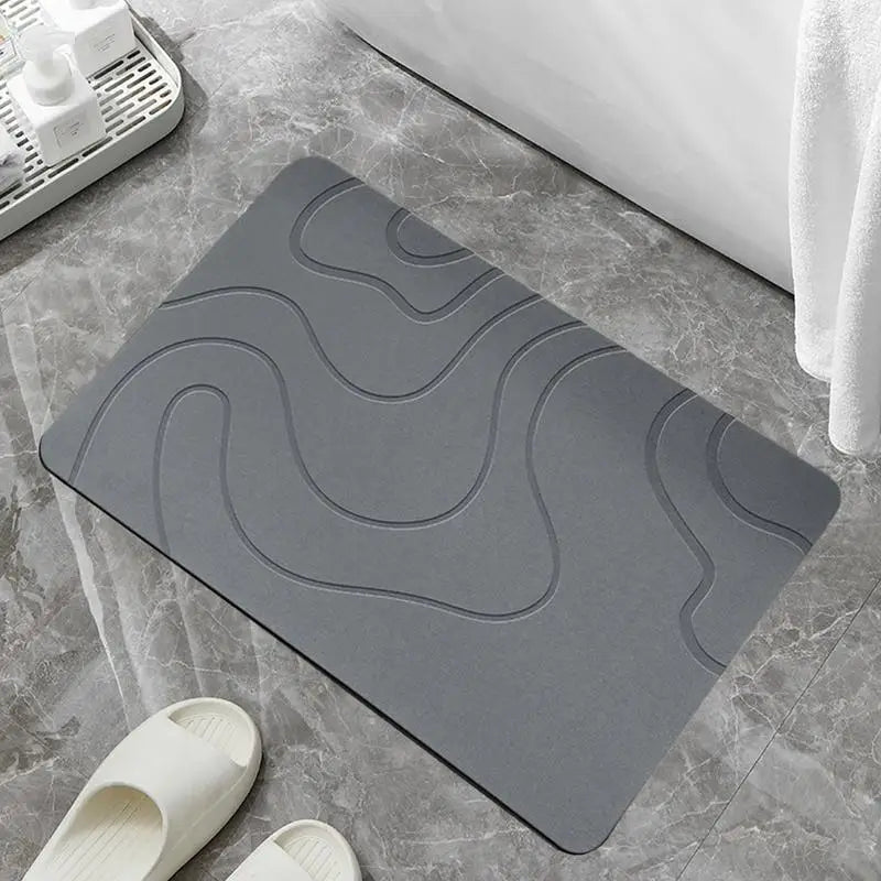 tapis bain gris moderne absorbant rapide securation ondulé vert clair entrée