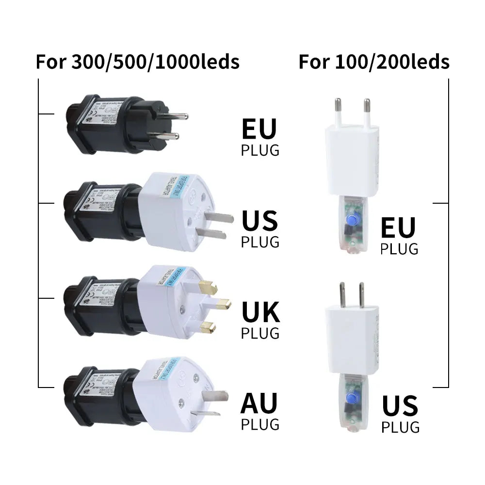 Detail des LED blanches chaudes sur fil argent de la guirlande