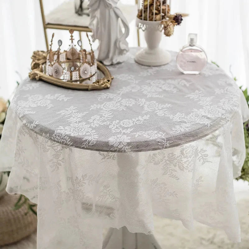 nappe blanche dentelle florale table mariage fête romantique classique extérieure 150x180cm