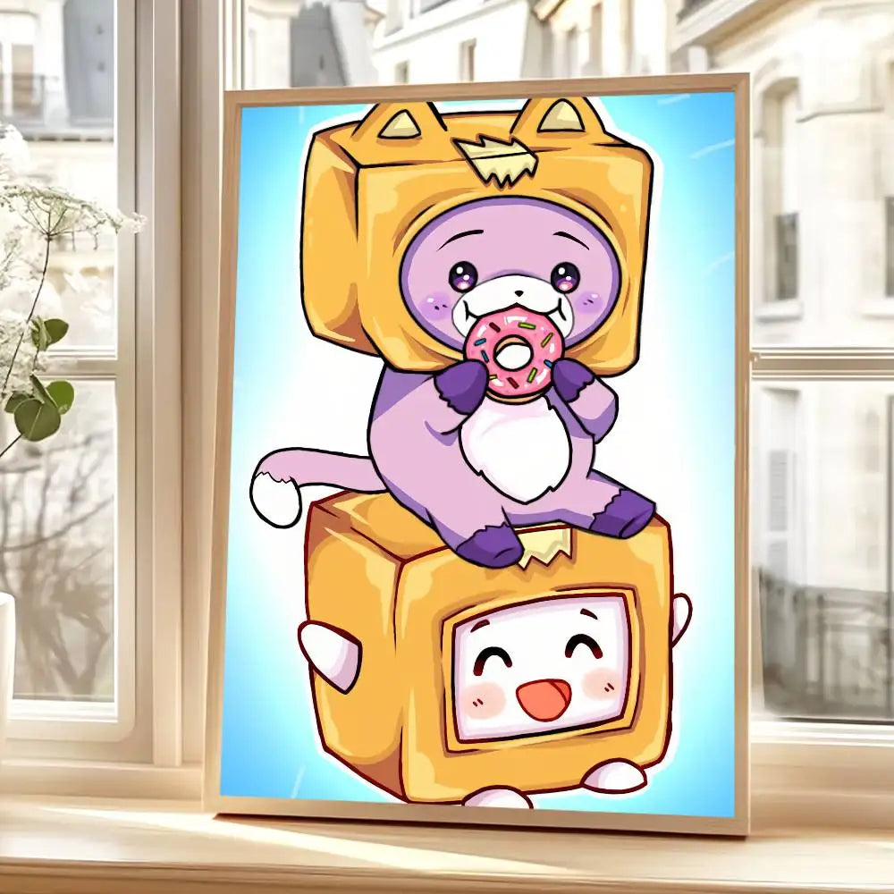 affiche murale dessin animé mignon personnage boîte cadre bois décoration chambre enfant salon couleur