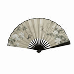 éventails pliants traditionnels chinois fleurs papillons calligraphie paysages noir blanc bleu gris rose support
